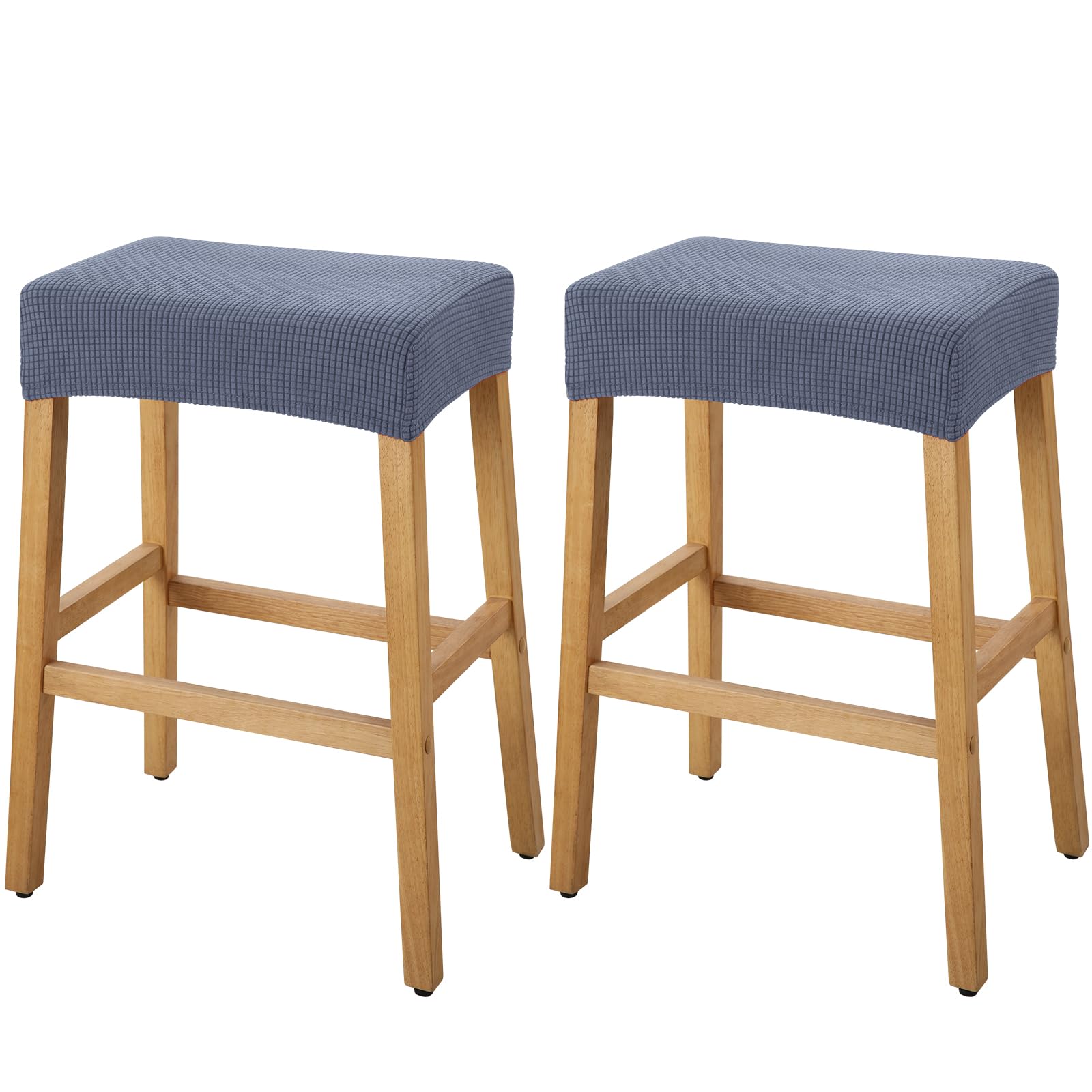 YISUN Stool Covers Rectangle - 2 Pack Stretch Waterproof Saddle Seat Cover Counter Bar Stools Bar Chairs Covers Kitchen Island Chairs Cushion Protector (2, Dark Gray)