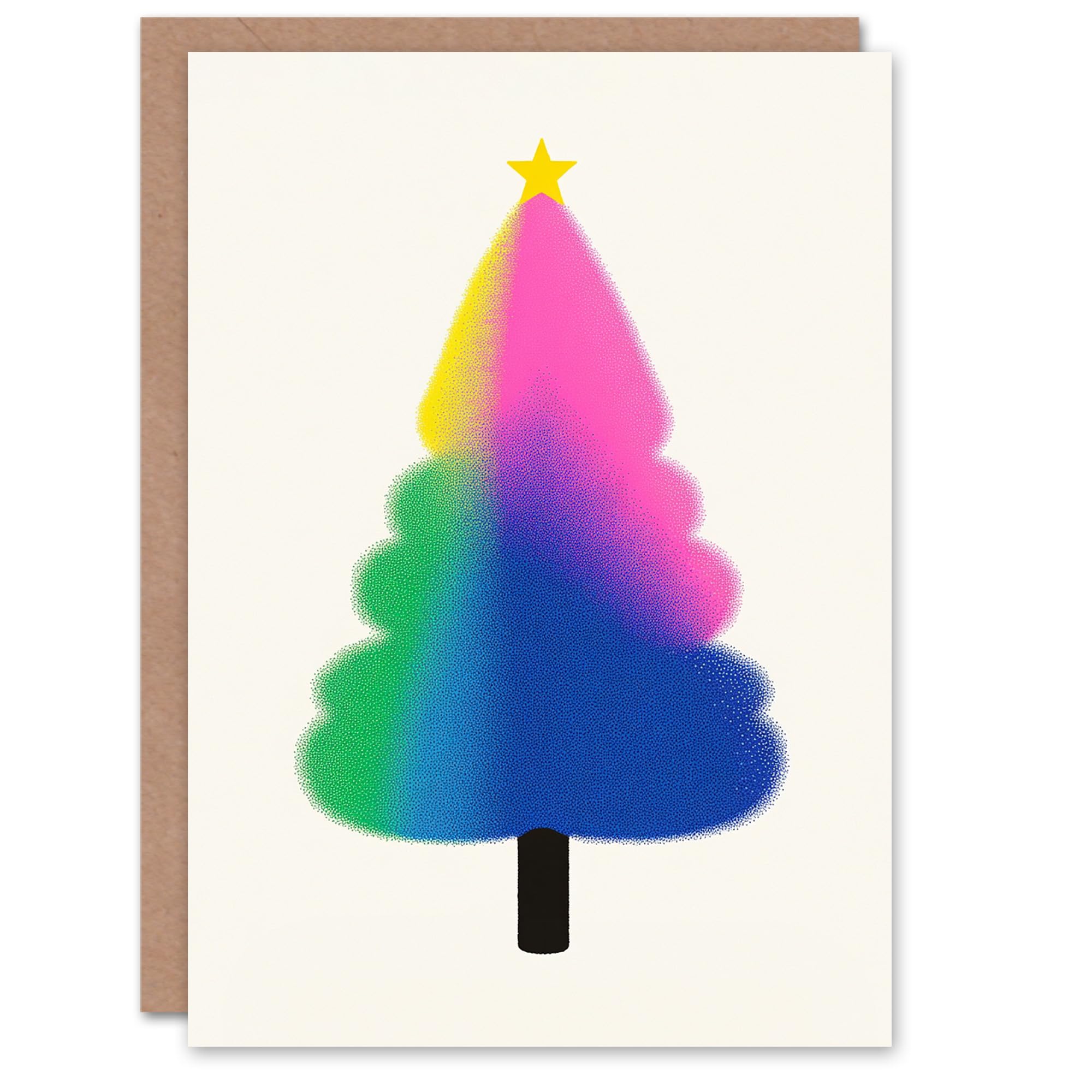 Wee Blue Coo Tree Colourful Gradient Colour Modern Fun Xmas Art Blank For All Christmas Card