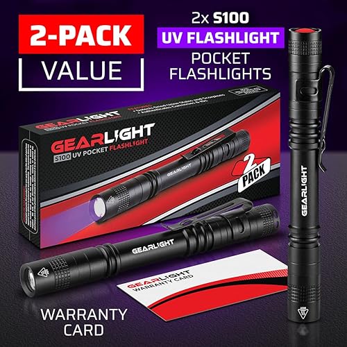 Miniatura 7 de GearLight Linterna de luz negra UV S100 2 unidades  Mini luz negra ultravioleta para bolígrafo ultravioleta para inspección de fugas e inspección de