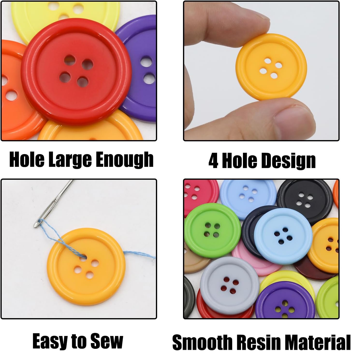 80PCS 3/4 Inch MixedColor Assorted Buttons for Crafts, 20mm Round Buttons image 3