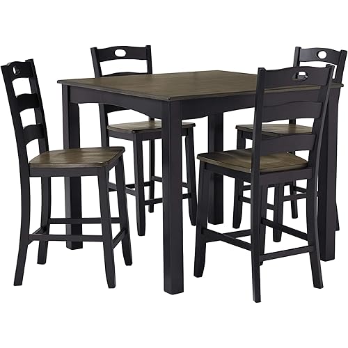 Signature Design by Ashley Froshburg 5 Piece Counter Height Dining Set, Includes Table and 4 Barstools, Dark Brown