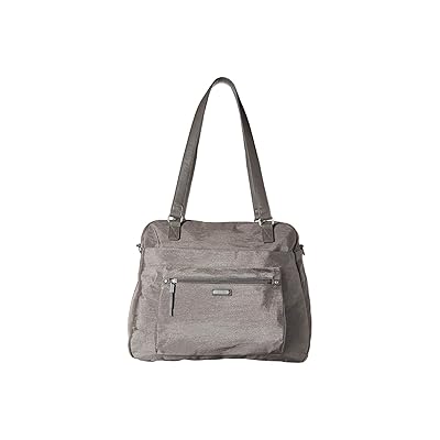 Baggallini Overnight Expandable Laptop Tote with RFID Phone Wristlet Tote Handbags Sterling Shimmer, Nylon