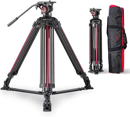 miliboo MTT605A Professional Tripod for Camera Video Tripod with Fluid Damping Head,Heavy Duty Tripods for Photography/Videography,Includes Ground Spreader,Max 22 lbs,Aluminum,Carbon Fiber Optional