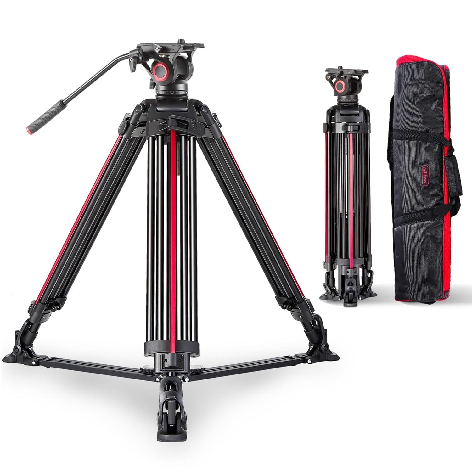 miliboo MTT605A Professional Camera Tripod - Heavy-Duty Aluminum Tripod with Hydraulic Head 22 lbs Capacity Low-Angle Shooting Ground