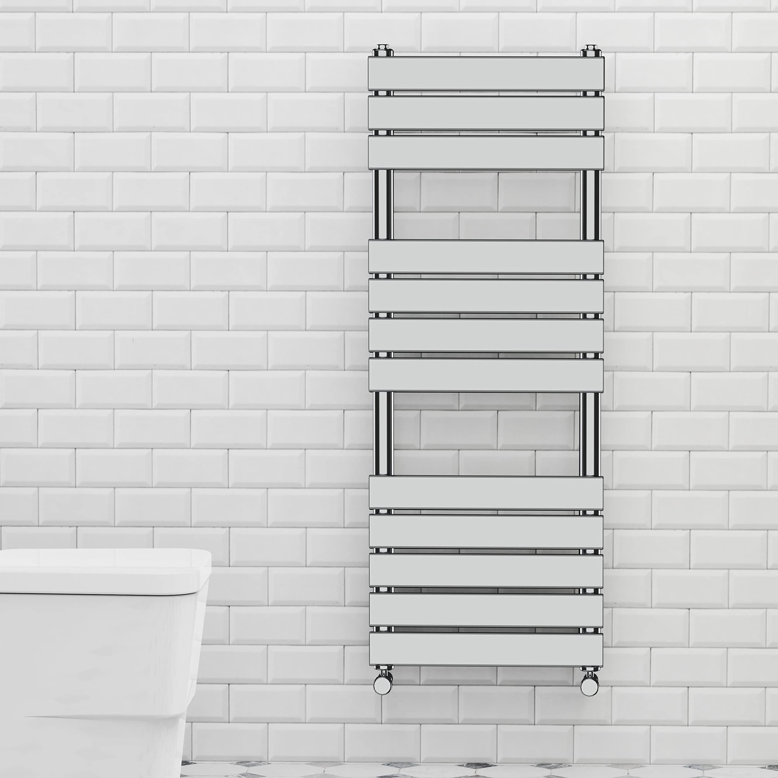 Warmehaus Chrome 1200x450mm Flat Panel Heated Towel Rail 68mm — image 1