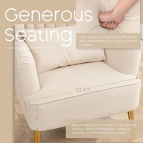 Miniatura 5 de Silla decorativa moderna, cómoda silla con respaldo de alas con almohada tapizada, silla de lectura para dormitorio, sala de estar, espacios