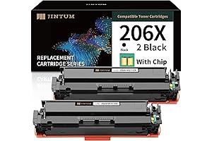 206X (with CHIP) Compatible Toner Cartridges 2-Pack Replacement for HP 206A 206X Black Toner Cartridges