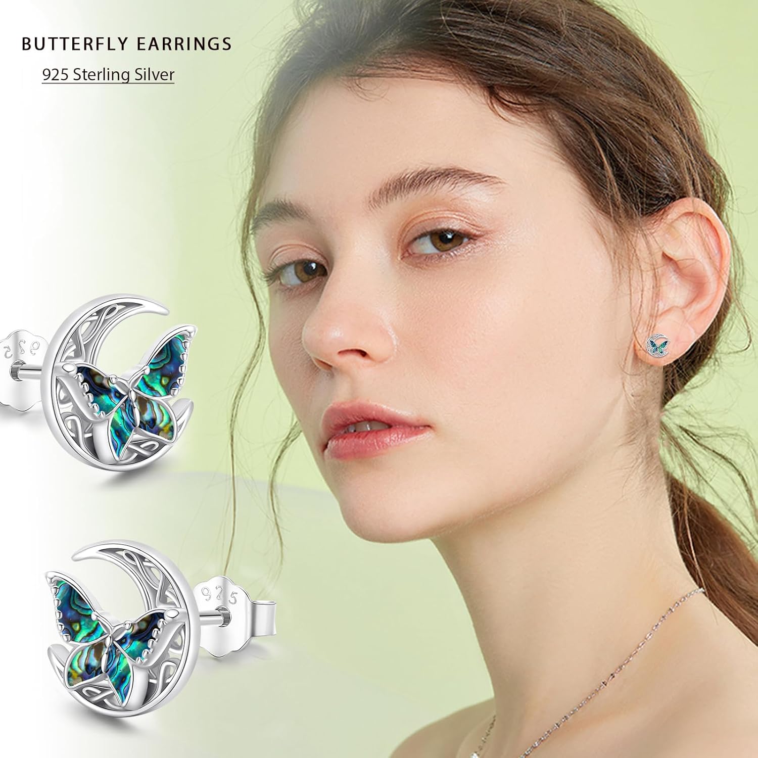 Butterfly Stud Earrings 925 Sterling Silver Celtic Moon Earrings Irish Celtic Jewelry Gifts for Women - Image 6