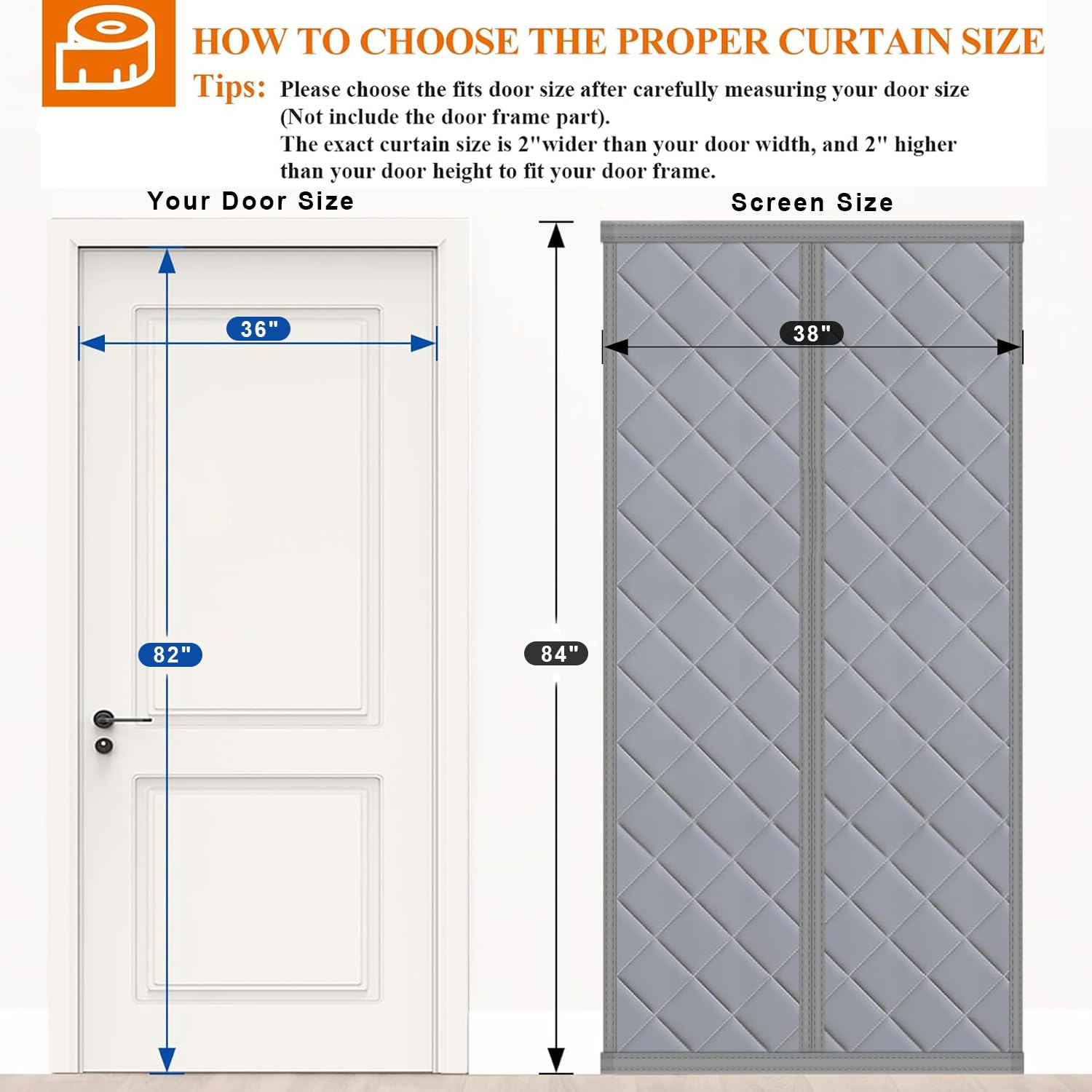 LIAMST Magnetic Thermal Insulated Door Curtain, Fits Door Size 32\" X 80...