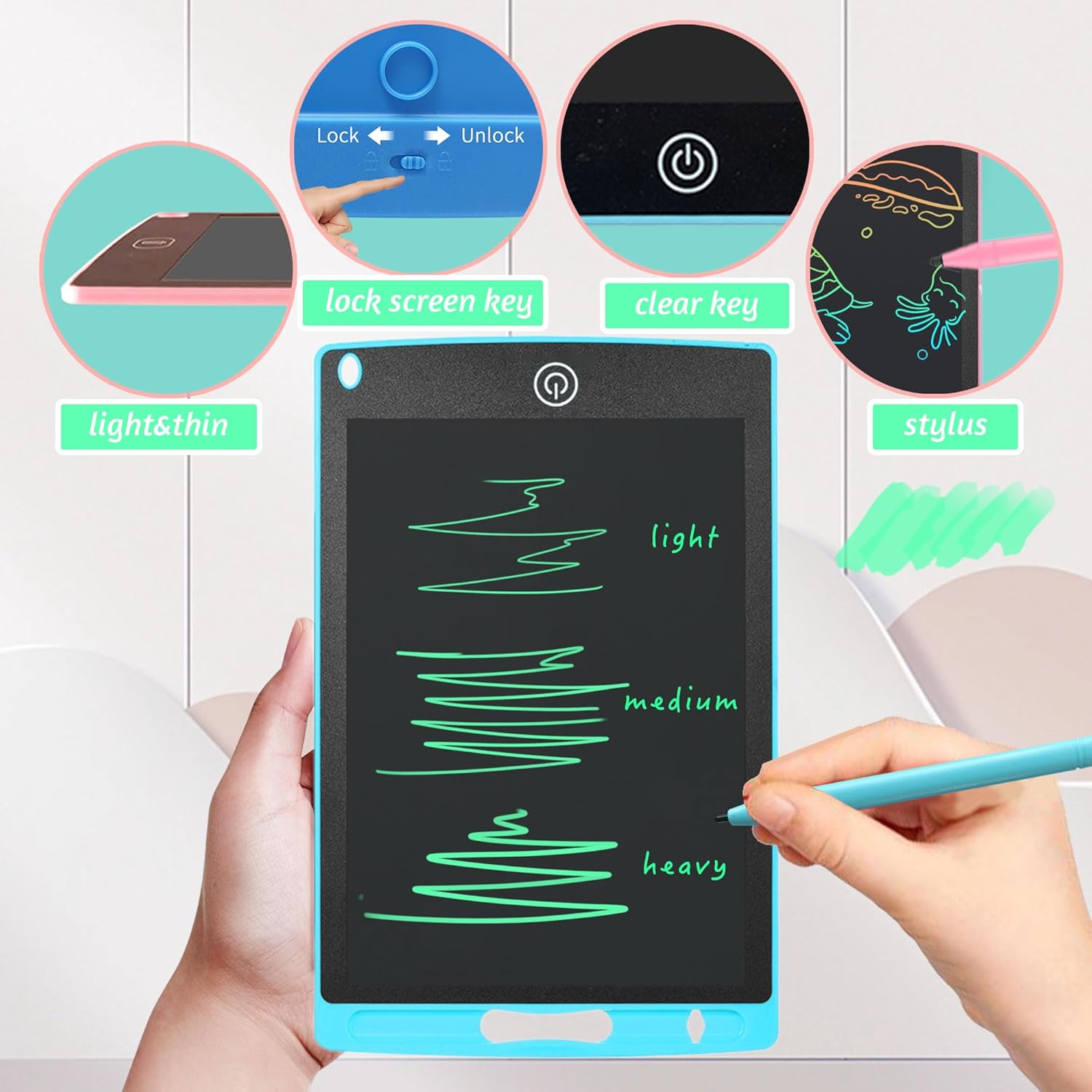 8.5" LCD Writing Tablet for Kids - Bulk 20pcs Doodle Board, Mess Free Coloring for Toddlers, 8.5inch Drawing Tablet pad Bulk, Kids Classes Essentials, Toys Gifts for 3 4 5 6 7 8 Year Toddler