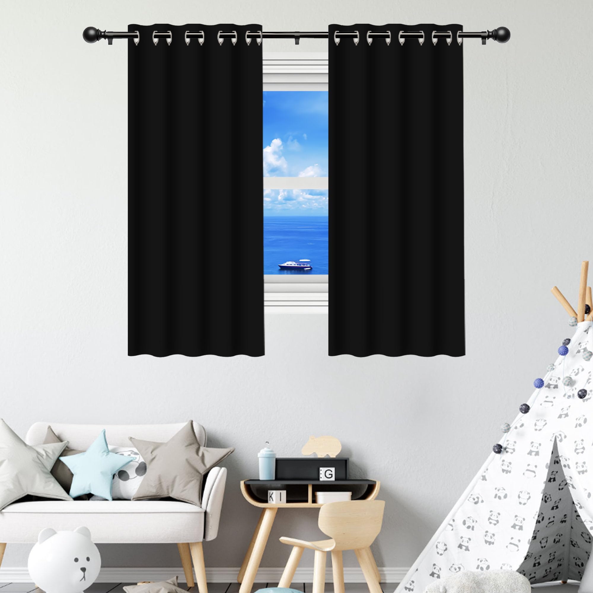 Rideaux occultants isolant thermique rideau noir anti froid opaque de 200 x 180 cm salon chambre