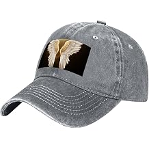 Angel Wing Baseball Cap for Outdoor, Washed Denim Hats for Women, Adjustable Cotton Hat, Sun Hat
