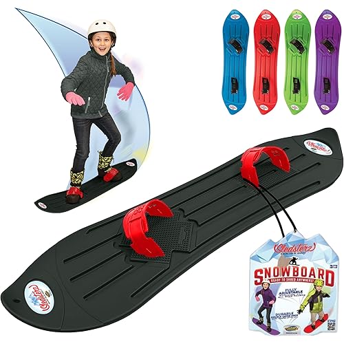 The Original Geospace Sledsterz Kids Beginner Snowboard for Winter Fun on Snow, with Adjustable Step-in Bindings; for Kids Between 4 to 12 Years Old