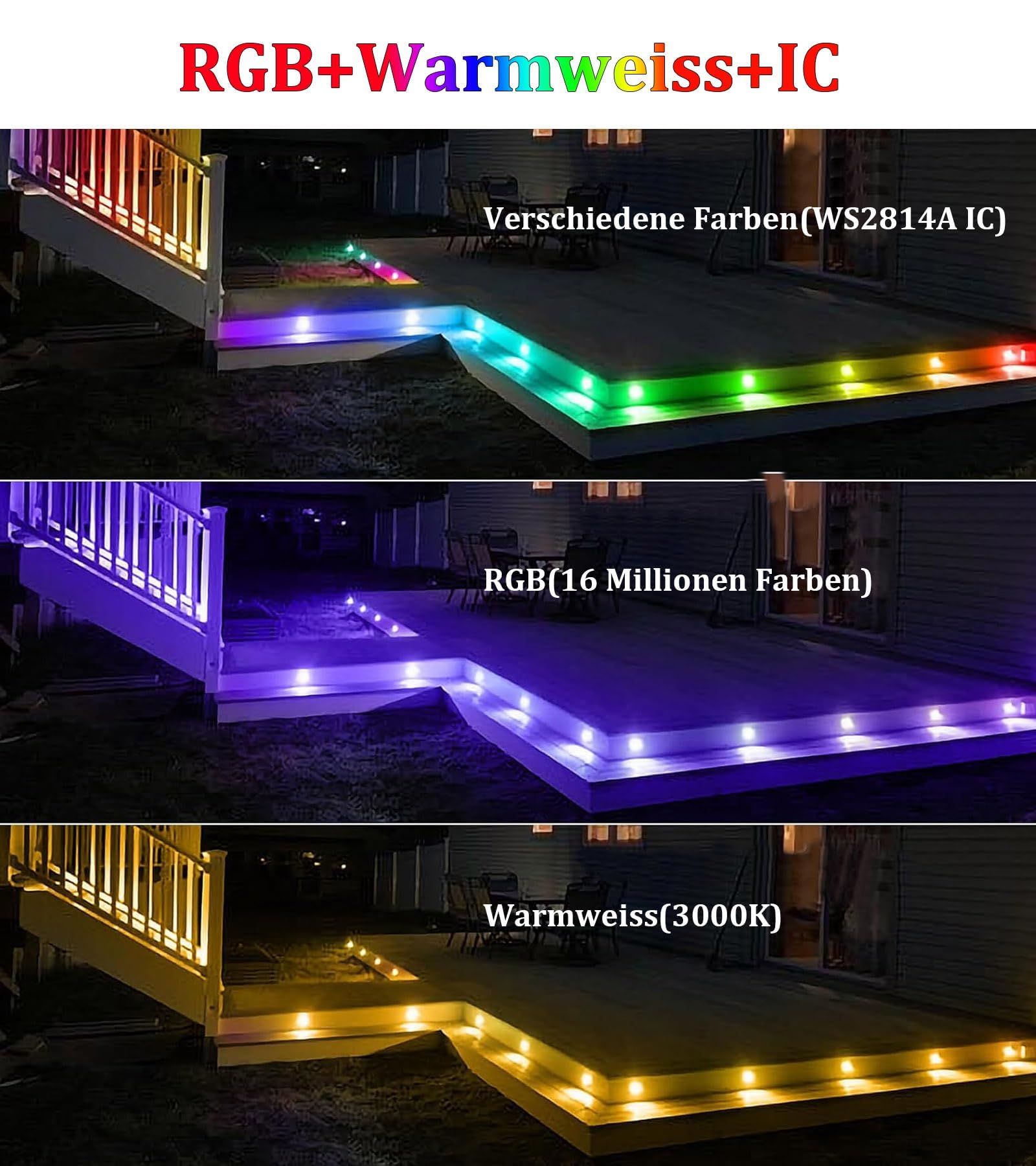 WIFI RGBW+IC Terrassen Bodeneinbaustrahler Aussen Led, Ø31mm 12V Terrassen Einbaustrahler Led Mini Spots Terrassenbeleuchtung, IP67 Wasserdicht, APP Steuerbar, Kompatibel mit Alexa Google Home (20er) | 12V Terrassen Einbaustrahler Led Mini Spots Terrassen