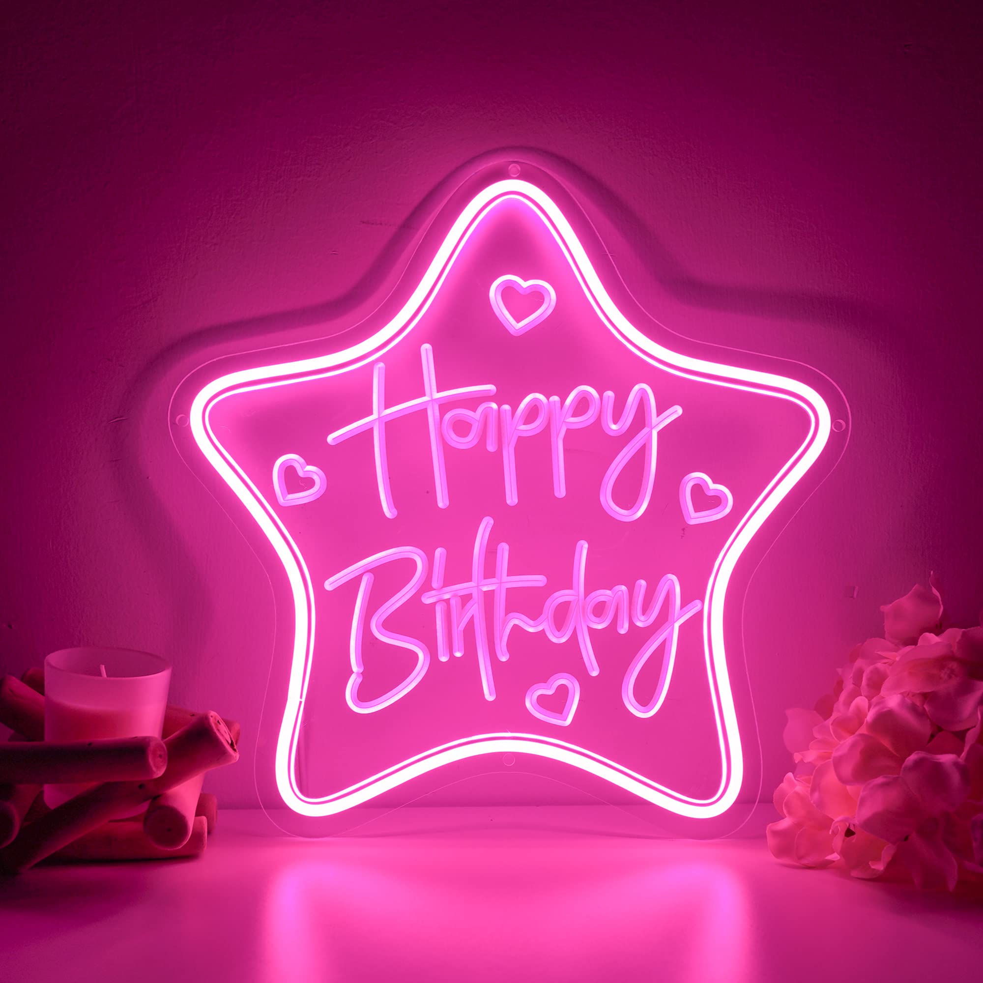 WNAKSEN Happy Birthday Neon Sign for Birthday Party Decor LED Neon Light Sign Yard Garden Home Wall Decoration Neon Art Birthday Gifts