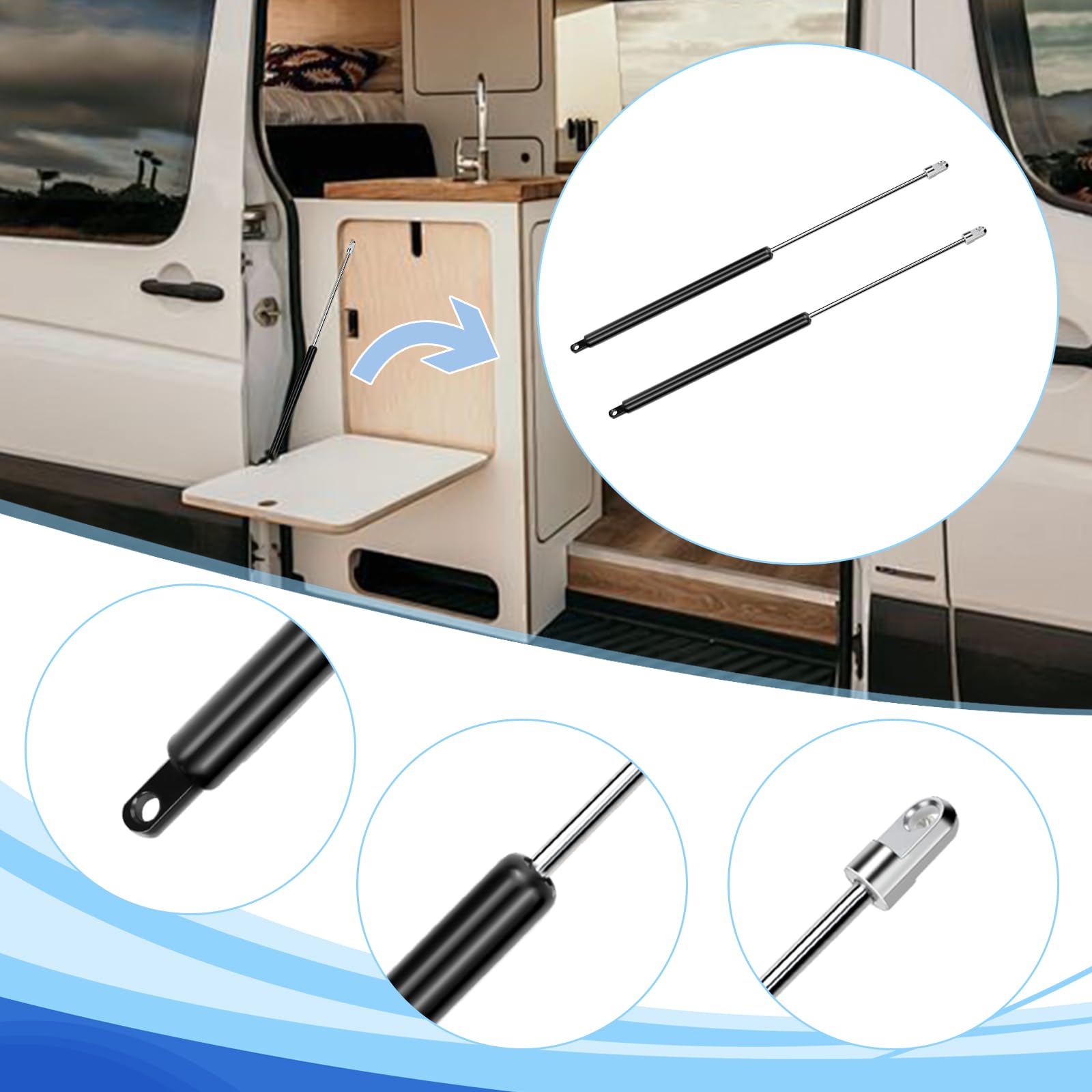 Due molle a gas compatibili con Seitz Dometic Heki 2 lucernario, accessori per roulotte