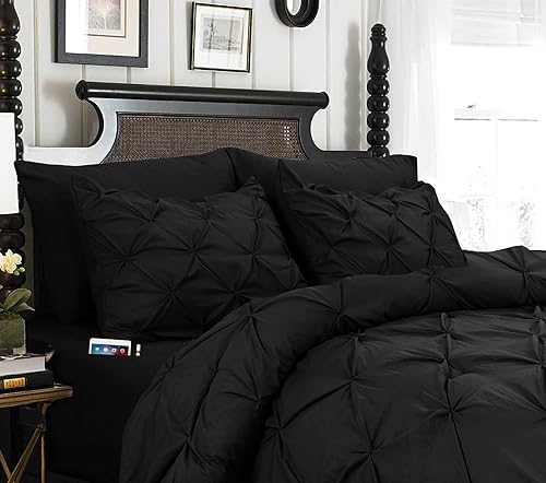 Elegant Comfort Juego de edredón plisado de 8 piezas, juego suave y sedoso que incluye juego de sábanas con bolsillos de almacenamiento, edredón Elegant Comfort Juego de edredón plisado de 8 piezas, juego suave y sedoso que incluye juego de sábanas con bolsillos de almacenamiento, edredón