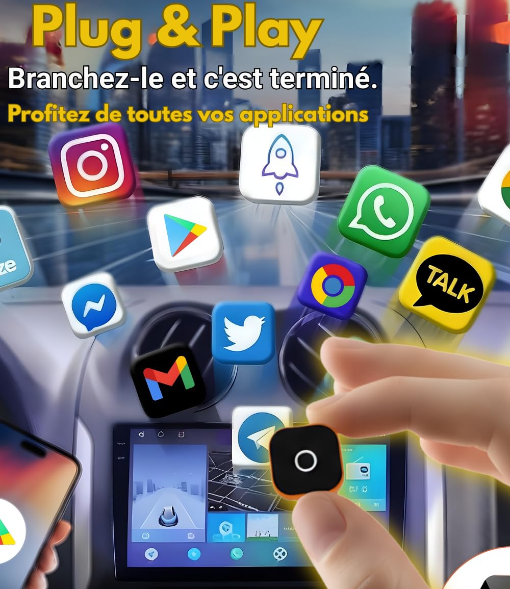 Carplay sans Fil pour Voiture Adaptateur Android Apple Bluetooth WiFi USB C Mini Car Play 2026 Auto Wireless Connexion Stable Accessoire Interieur SwiftLink SE Max