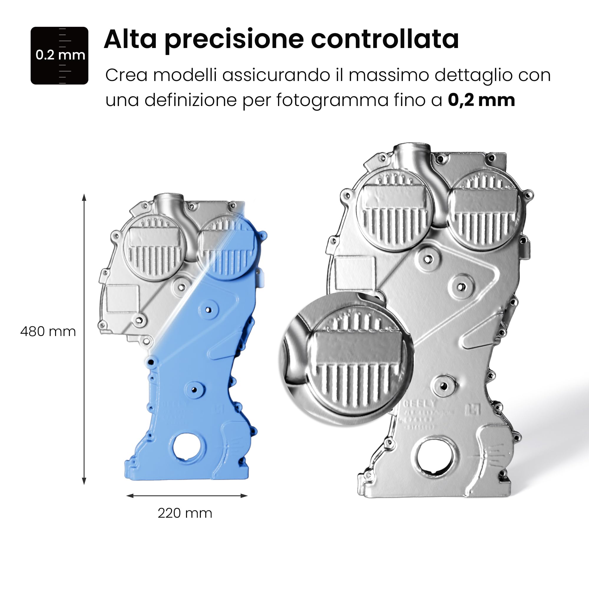 Revopoint INSPIRE Scanner 3D per Stampa 3D, Scanner 3D Portatile, fino a 18 FPS, Precisione fino a 0,2 mm, Scansione 3D a colori,Compatibile con Android/iOS/Mac/Win,QuickSurface in prova per 30 giorni