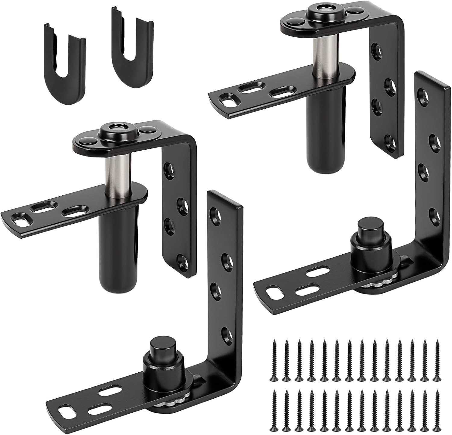 Heavy Duty Saloon Door Hinges, 304 Stainless Steel Black Double Swing Self-Return Door Hinges for Cafe, Bar, Barn, Courtyard, 2 Pack