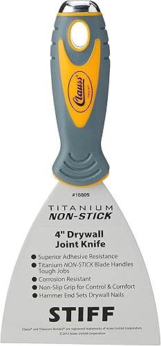 Clauss 18809 Cuchillo de titanio antiadherente rígido para paneles de yeso, 4"