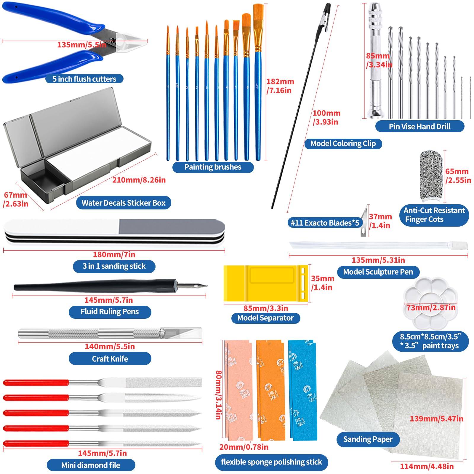 Waltool 69Pcs Basic Model Tools Craft Set with Hobby Clippers Model Tweezers, Modeler Building Kit for Gundam Model Assembling, Building and Repairing