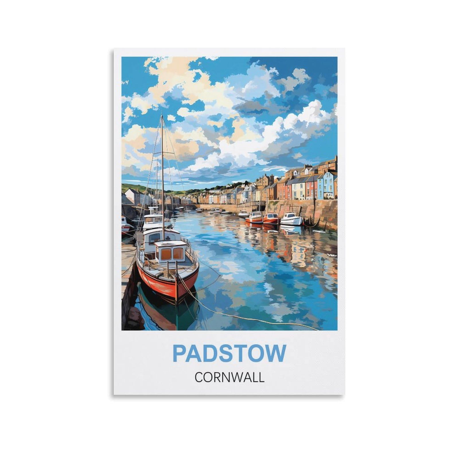 Whcheeh Unframe-Style Padstow Cornwall Vintage Travel Posters 12X18inch(30X45cm) Canvas Art Print Wall Art Decor Picture