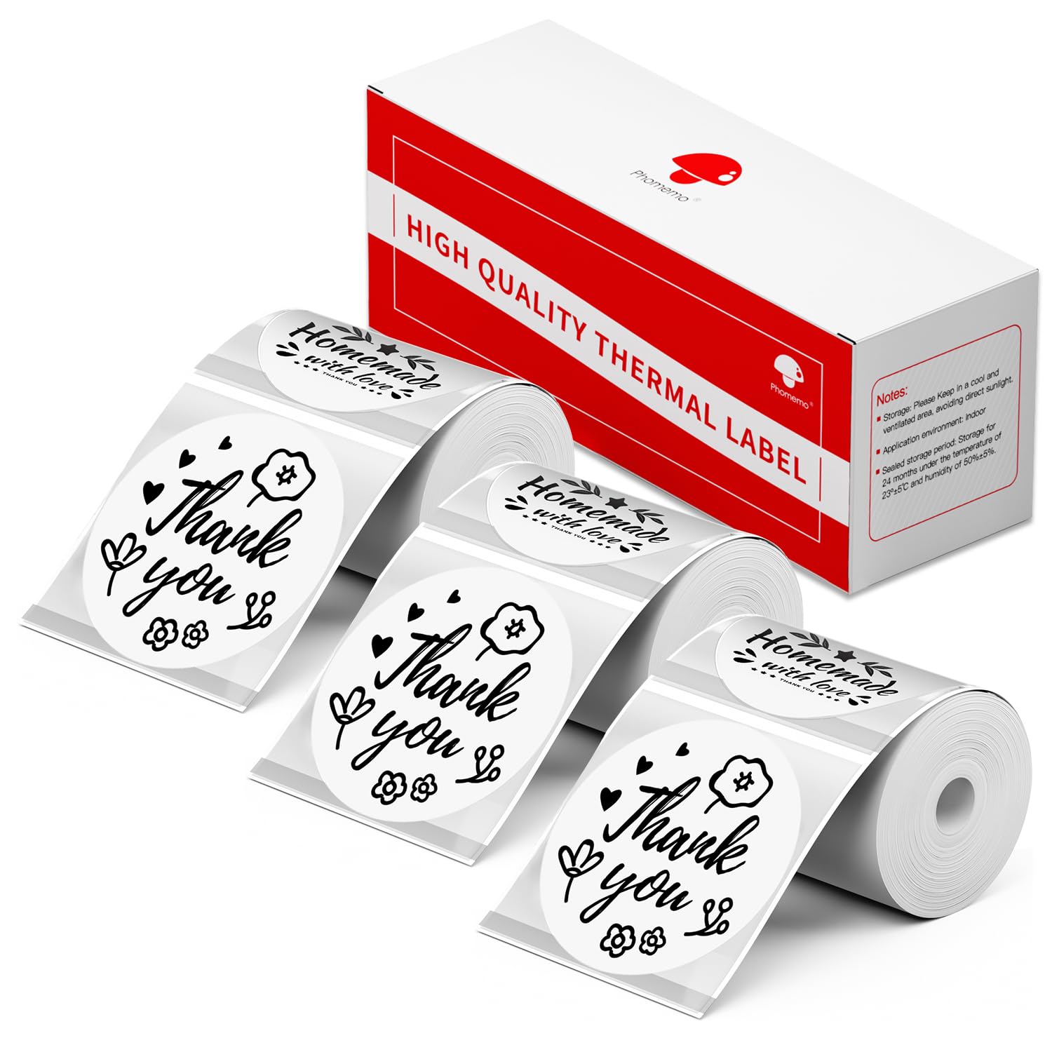 Papier thermique Phomemo M110 40x40mm autocollant et blanc