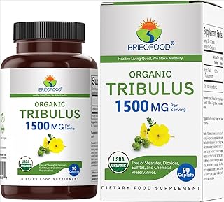 Brieofood Organic Tribulus 1500mg, 45 Servings, Vegetarian, Gluten Free, 90 Vegetarian Tablets