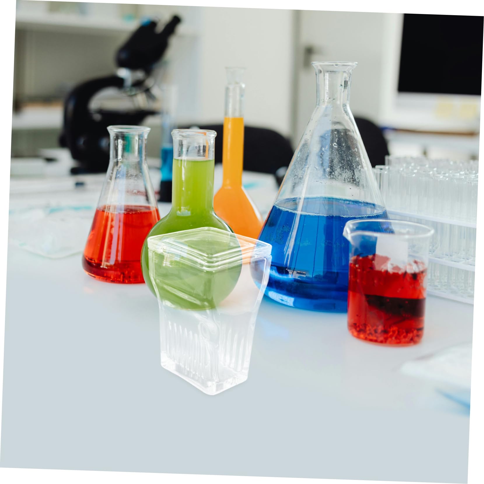 OUNONA Barattolo Vetrini con Coperchio 2 Pezzi in Vetro Trasparente per Colorazione Capacità 5 e 9 Design Verticale Salvaspazio per Laboratorio e Medicina