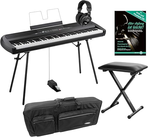 Korg SP-280 Portable Piano Set  Digitalpiano mit Tasten  Pedal StA nder Starterset inkl  Pianobank  KopfhA rer  Tasche Klavierschule  Schwarz