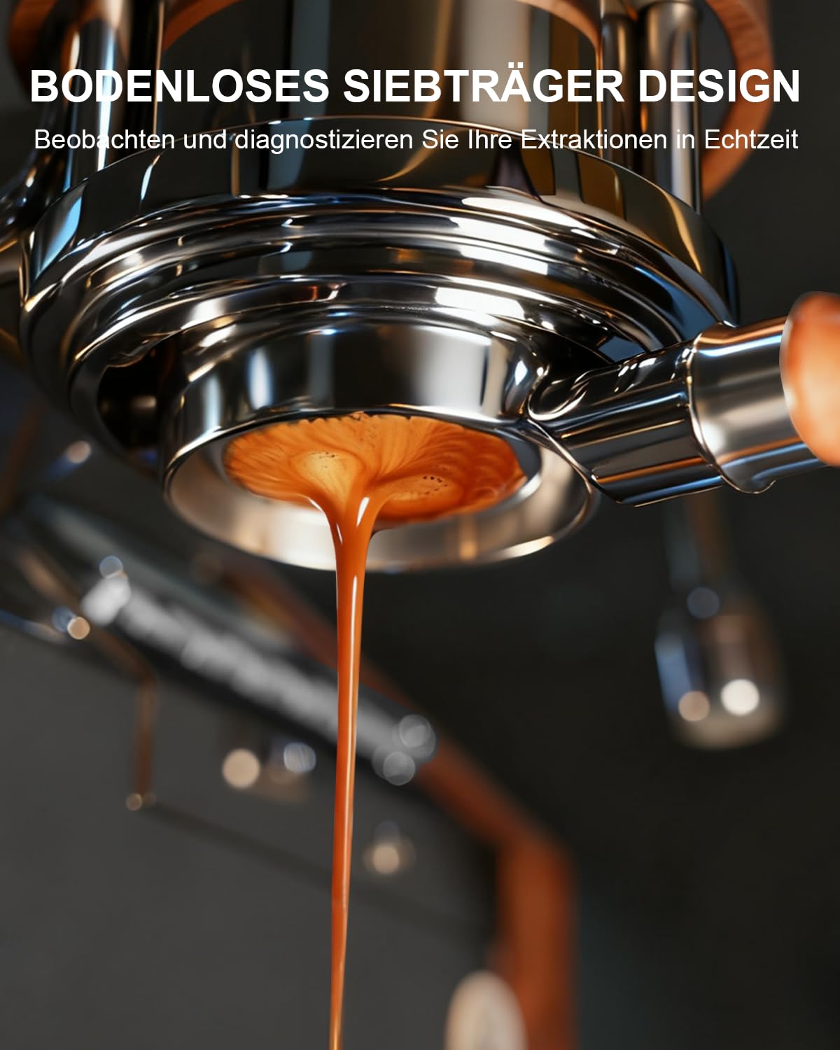 KOFIKOFI Portafiltro sin fondo de 58 mm, 2 orejas sin fondo compatible con cafetera espresso Gaggia Classic con cesta de filtro de acero inoxidable 304, colador, mango de madera