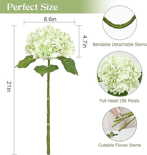 Miniatura 4 de Waipfaru 4 flores artificiales de hortensias de tacto real, flores de hortensias falsas, flores de hortensias artificiales de látex de 21 pulgadas