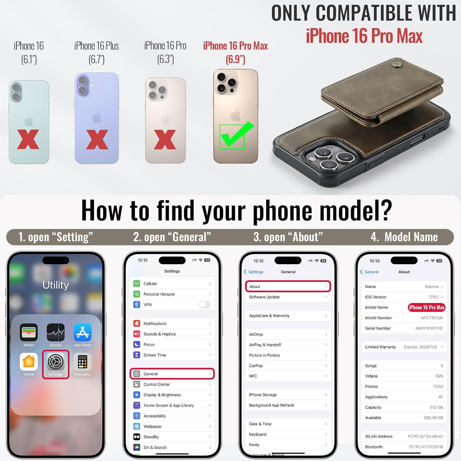 Compatible with Magsafe for iPhone 16 Pro Max Wallet Case Magnetic Card Holder, RFID Blocking 2 in 1 Detachable Kickstand Shockproof Case for Women Men, Bronze Gold - Image 6