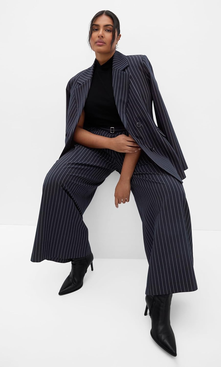 City Chic Women's Plus Size Blazer - Karla Pinstripe - Image 3