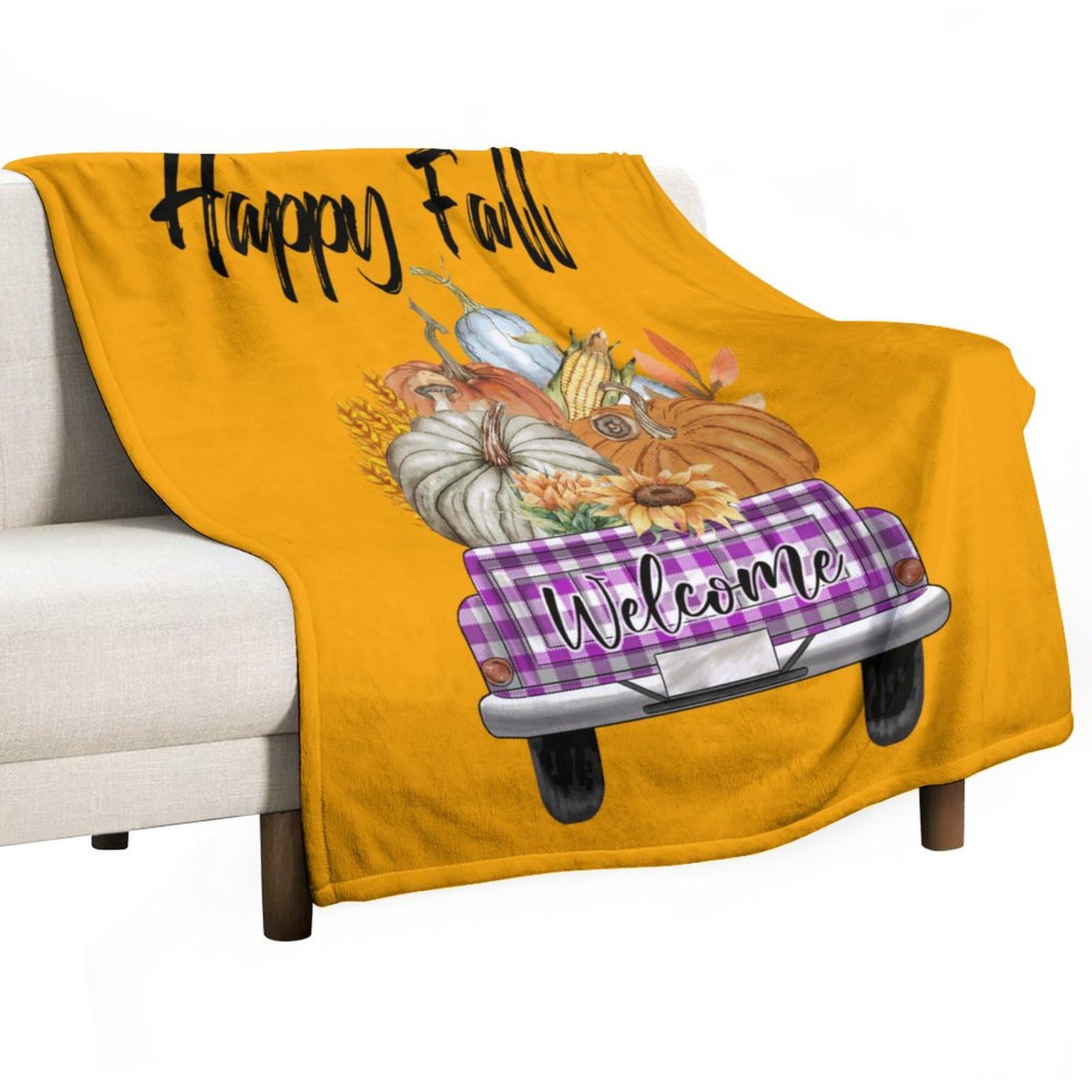 Couverture polaire chaude cadeau chrétien de mariage personnalisé plaid citrouille Happy Fall