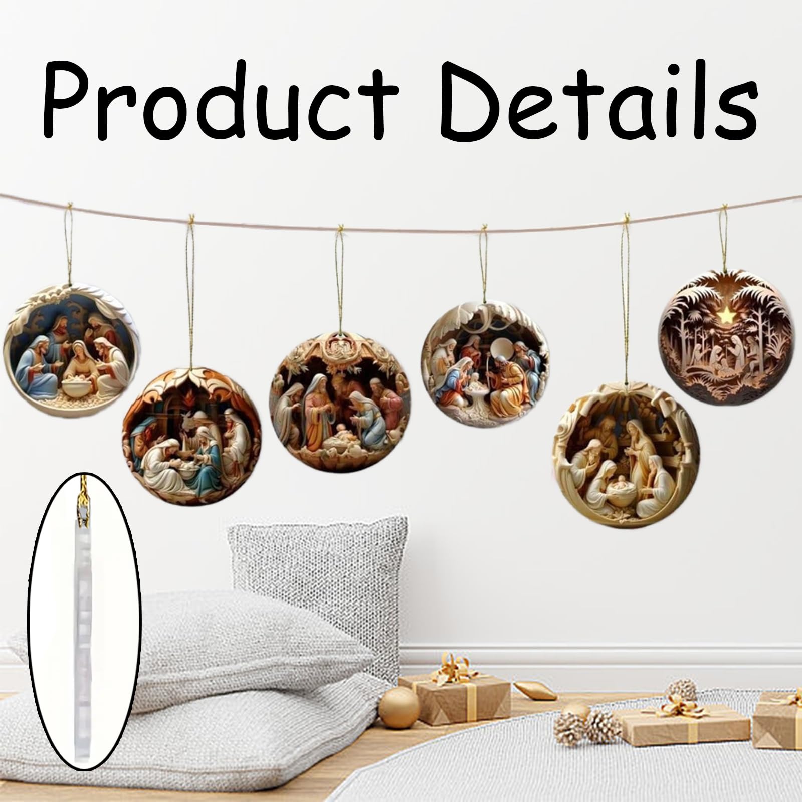 6 PCS Nativity Scene Set Nativity Tree Decorations Christmas Nativity Sets Birth of Jesus Christian Ornaments for Religious Ornament Nativity Figure for Christmas Nativity Figures - Image 2