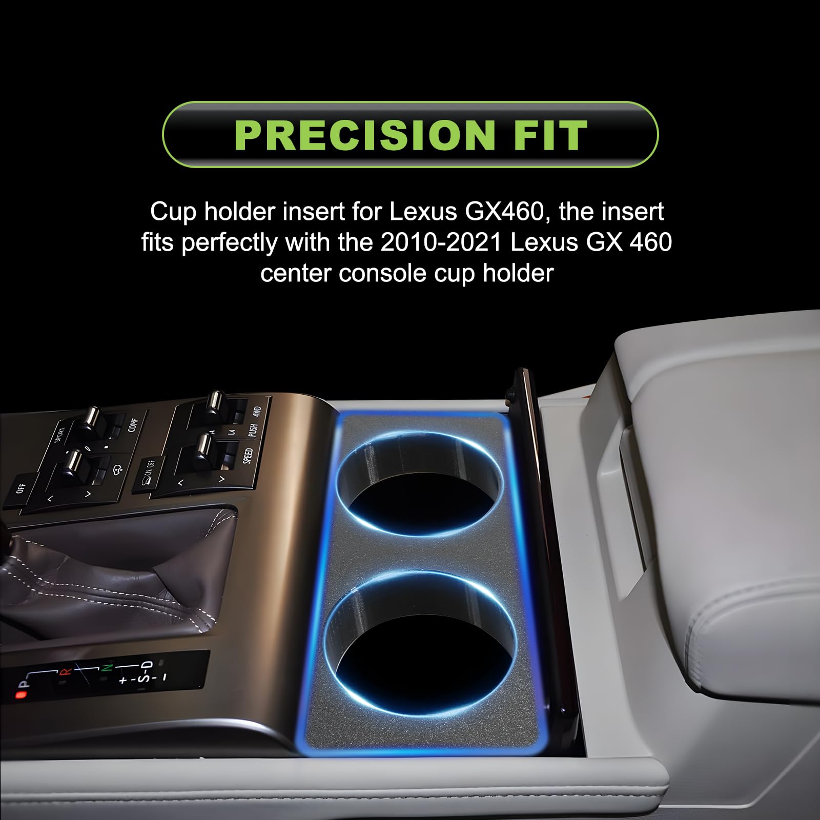 for Lexus GX460 (2014-2021) Lexus Cup Holder Insert, Upgrade Center Console Precision Fit for Yeti 20, 30oz, Stanley and Other Glass Cups