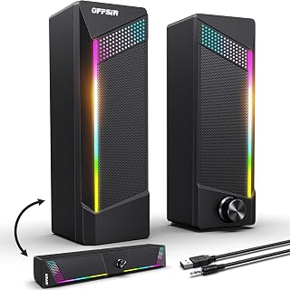 OFFSIR 2-in-1 RGB Gaming PC Speakers for Laptop Desktop - Touch Control Lights, Hi-Fi Stereo, USB Powered Plug & Play