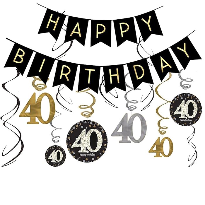 40. Geburtstag Banner-Set – „40 Never Looked So Good“ In Rosa Glitzer, Mit Deko-Anhängern
