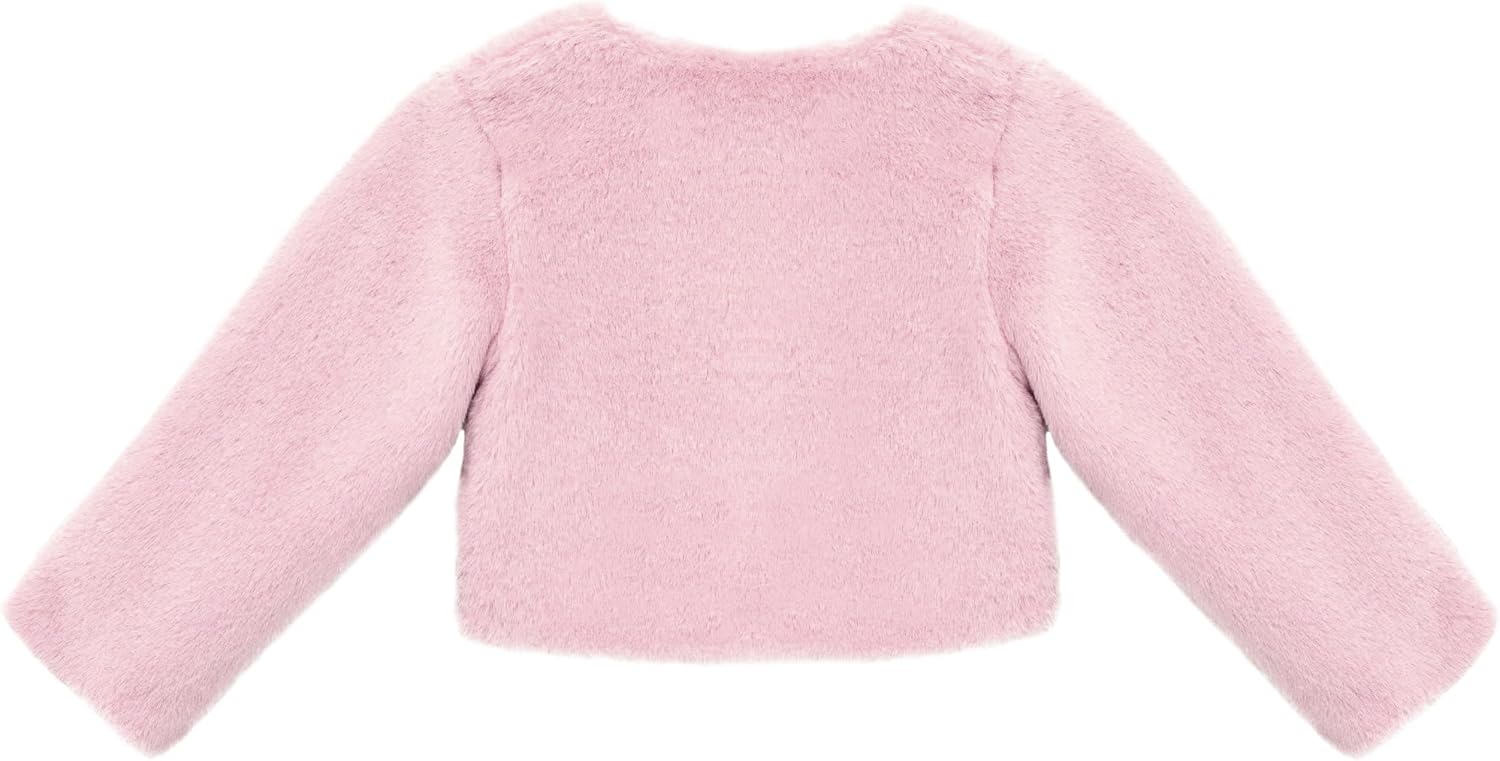 Lilax Girls Cozy Faux Fur Long Sleeve Crew Neck Dress Coat