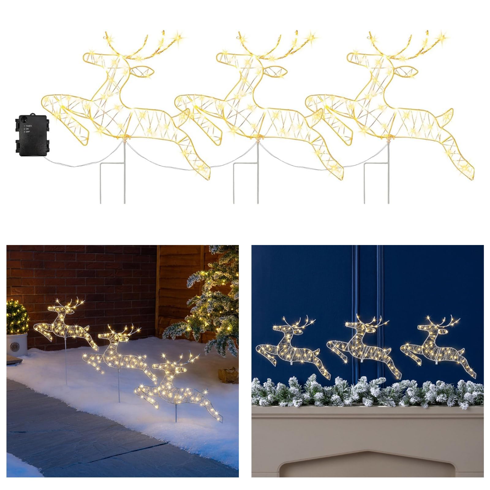 LED Lichterkette, Rentier, Gartenlandschaft, Weg, Rentier, Weihnachten, Außendekoration, wetterbeständige Außendekoration