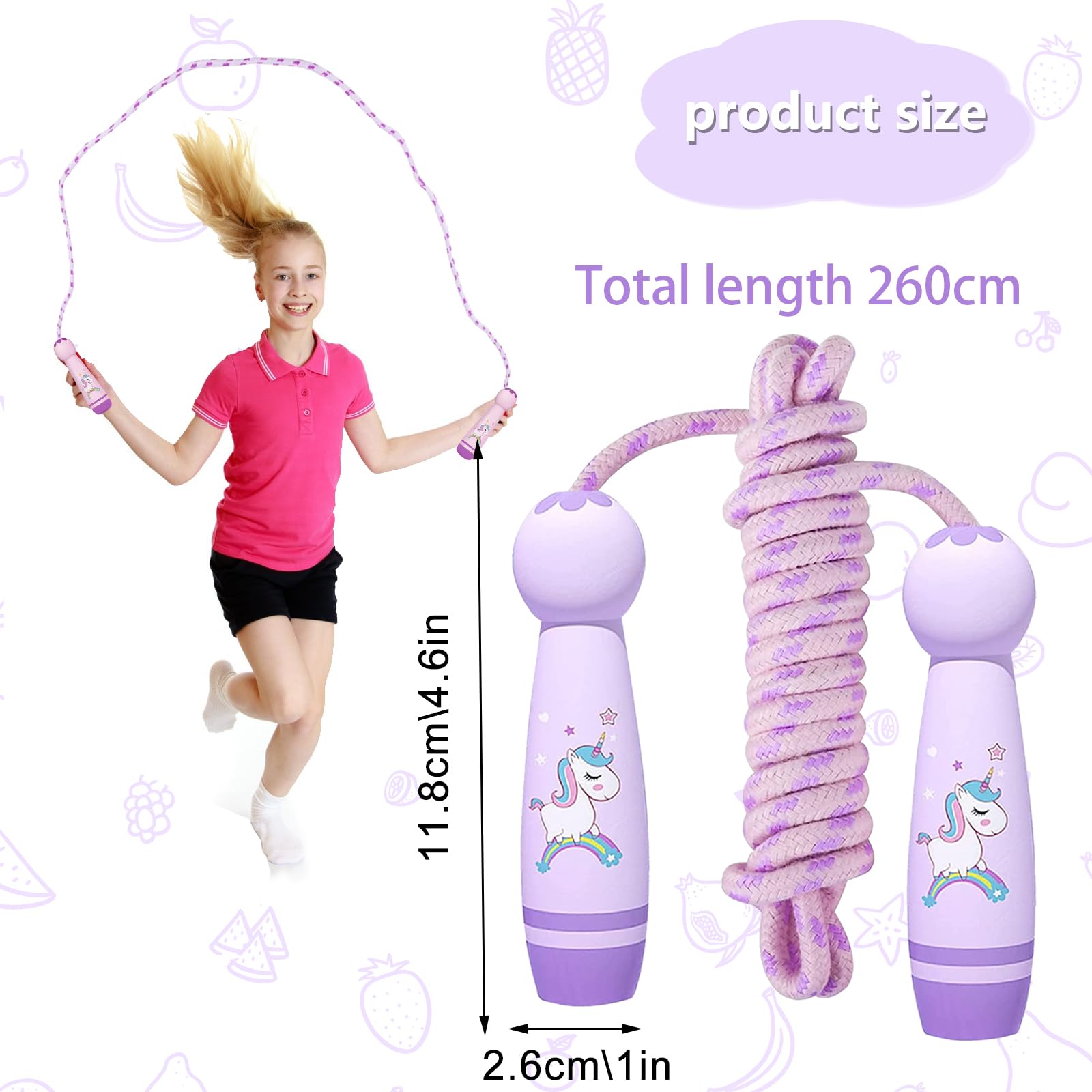 Corde à Sauter Réglable Pour Enfants - Poignées En Bois, Corde En Coton - Longueur 270 Cm - Pour Jeu Et Sport