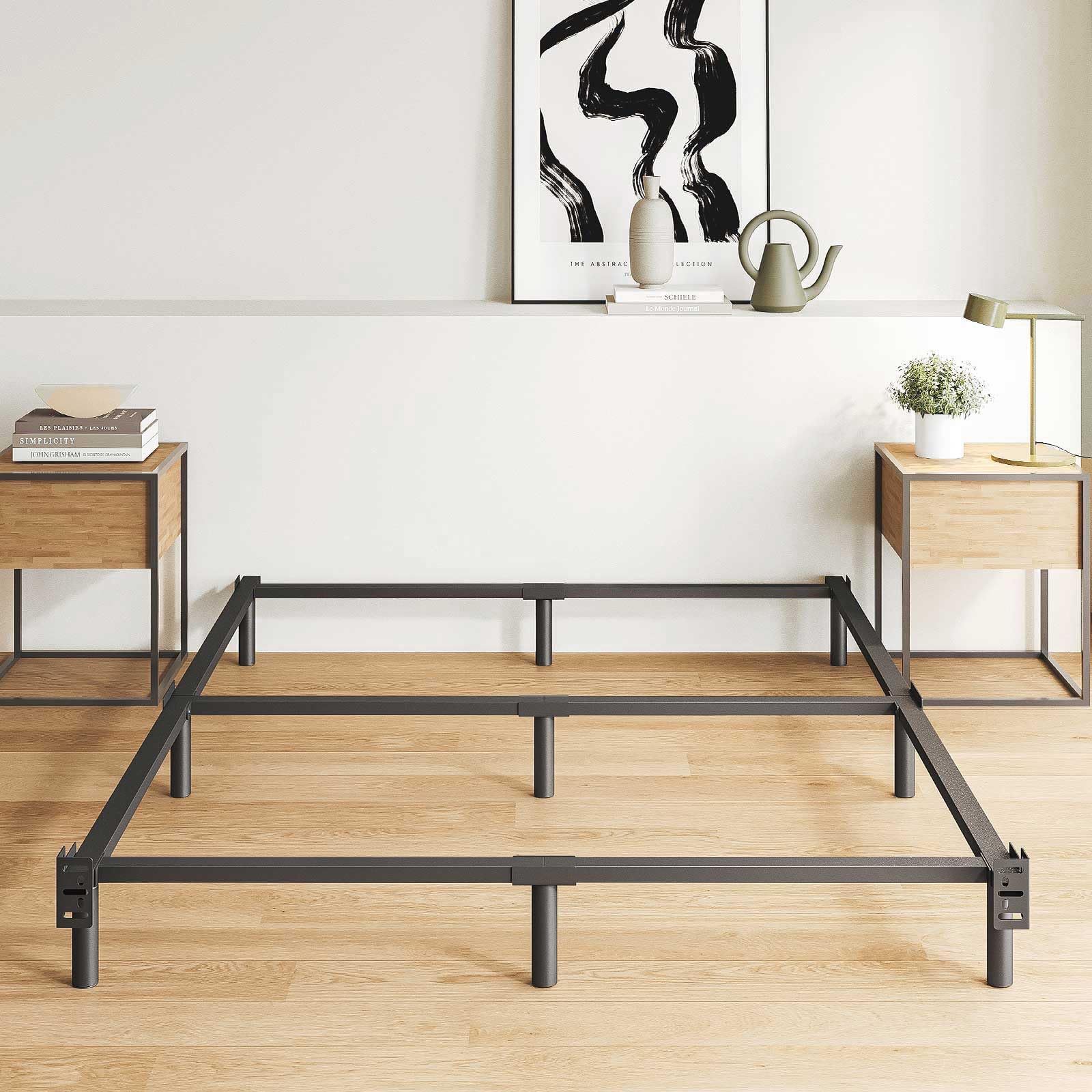King Size Bed Frame, 7 Inch Metal Basics Bed Frame,Low Profile Base for Box Spring, 9-Leg Support, Noise-Free, Easy Assembly, Black