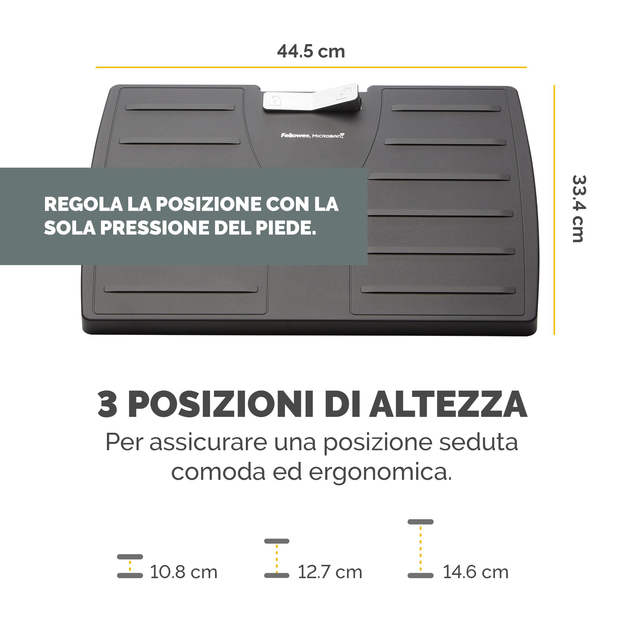 Fellowes Poggiapiedi con Microban Office Suites, Regolabile in Altezza, Poggia Piedi Ergonomico per Casa e Ufficio, Con Piattaforma Basculante, Accreditato FIRA, Colore Nero