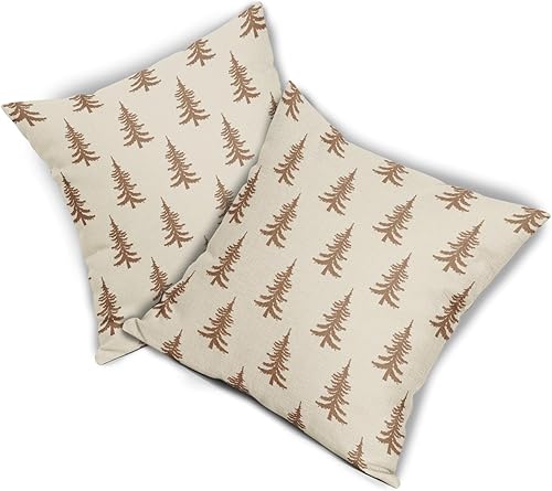 Miniatura 8 de Juego de 2 fundas de almohada negras para árbol de Navidad de 16 x 16 pulgadas, estilo rústico de invierno, fundas de almohada decorativas para