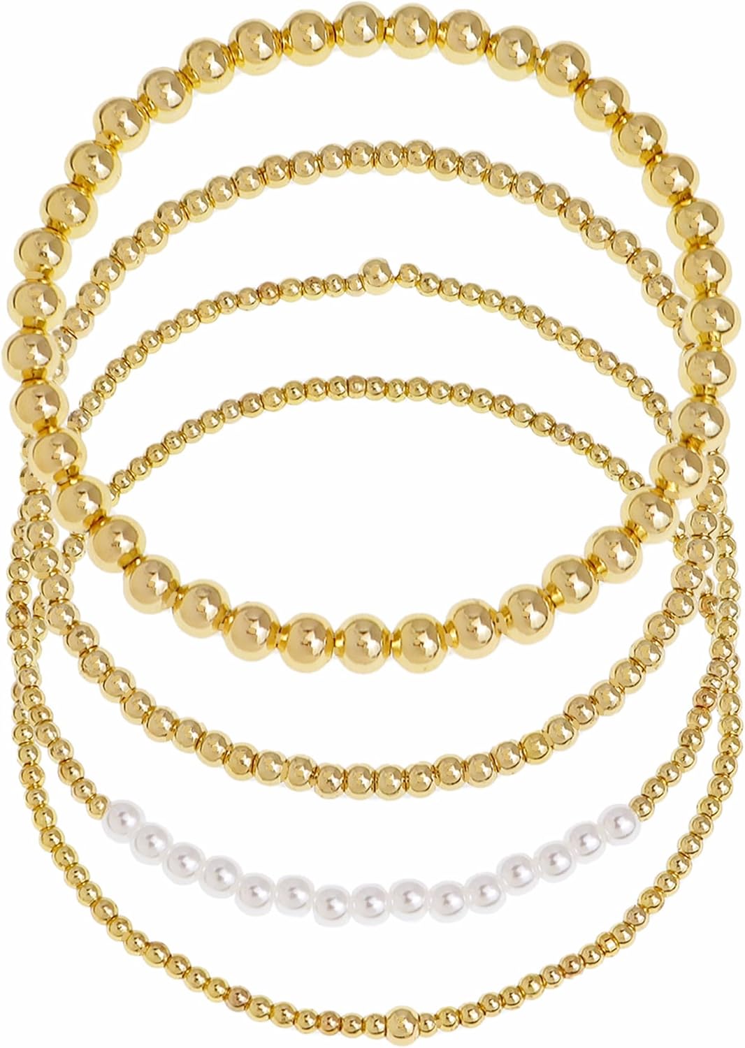 Gold Beaded Stretch Bracelets Set for Women Summer Fashion Gift