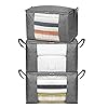 Lot De 3 Sacs De Rangement Avec Double Fermeture éclair, Grande Capacité, Pliable, Pour Couettes, Grande Fenêtre Transparente Et Poignées Portables, Grey-3 Packs, 23.6x13.7x15.7 Inch