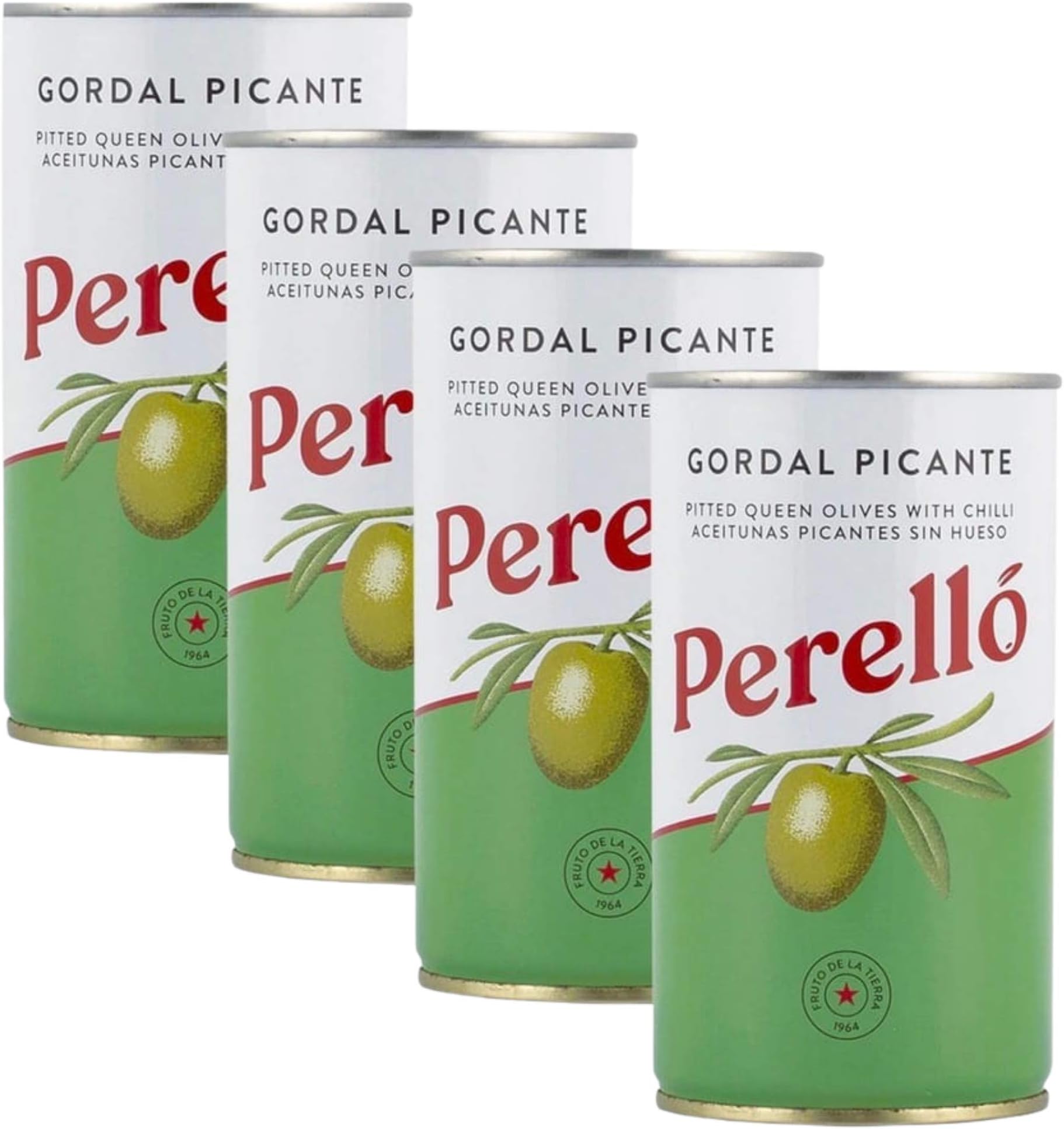 Perello Gordal Picante Green Olives 4 x 350 grams Gross (150grams Net) Imported from Spain. Securely boxed.