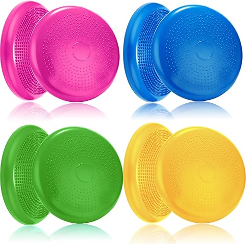 4 piezas de asiento flexible inflado tambaleante cojín estabilidad, almohadilla de equilibrio, asiento sensorial para niños, hombres y mujeres,